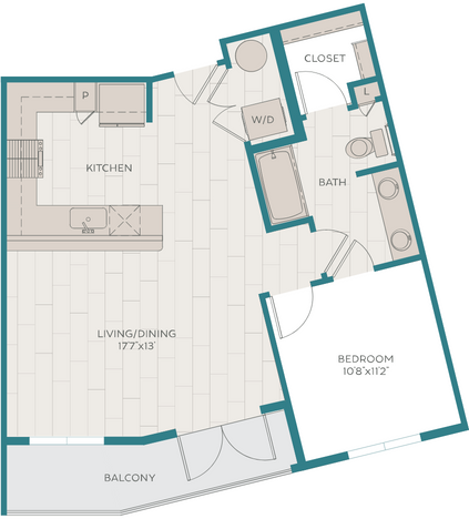 727 square foot floorplan